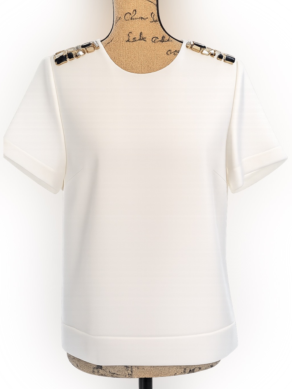 NWT Kate Spade Off-White Embellished Shoulder Top Size 8